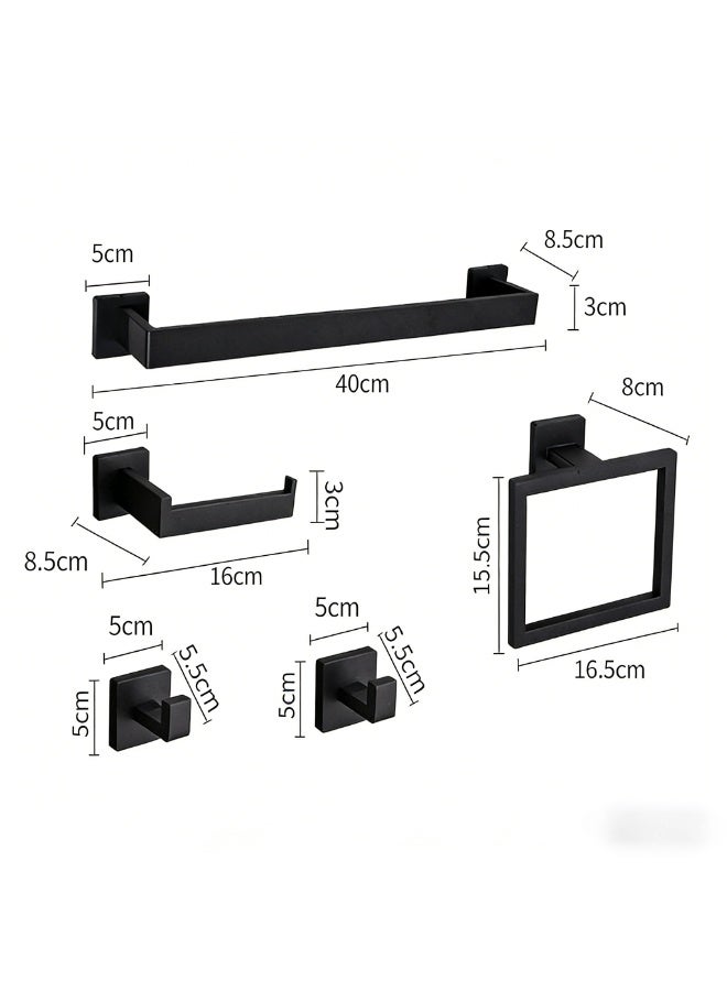 Y&D 5Pieces Matte Black Bathroom Hardware Accessories Set SUS304 Stainless Steel Bath Towel Bar Set Towel Racks for Bathroom Wall Mounted - Image 5